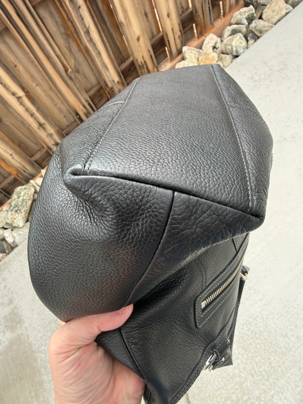 Coach Black Leather Shoulder Tote with Silver Hardware - Picture 5 of 16